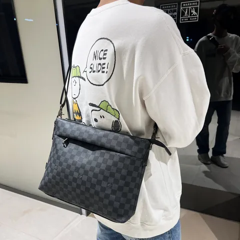 Sac Bandoulière Damier Décontracté pour Hommes en Cuir PU Imperméable Sac Bandoulière Voyage pour Voyage Quotidien