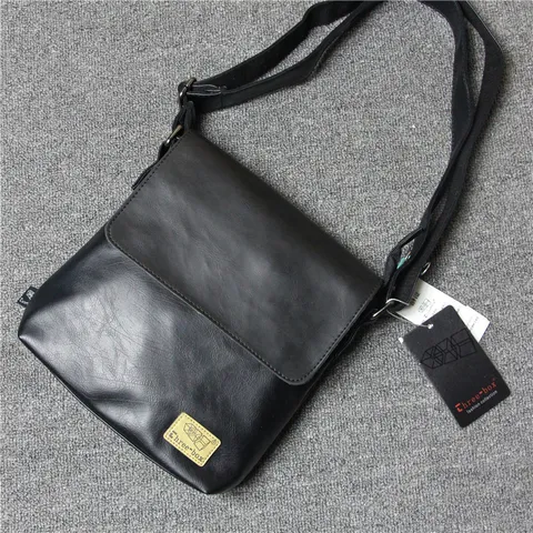 Borsa a Tracolla in Pelle PU da Uomo Commutare Affari Patta Verticale Borsa a Spalla Piccola Borsa Messenger per Uomo