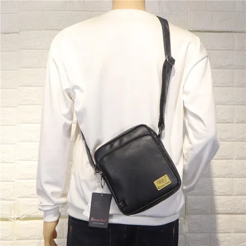 Borsa a Tracolla Casual in Pelle PU da Uomo Piccola Borsa a Spalla Verticale Moda Esterno Affari Quotidiani