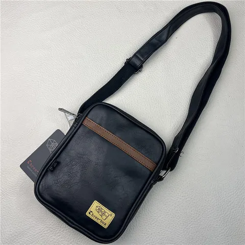 Borsa a Tracolla Verticale da Lavoro Casual da Uomo Moda Blocco Colore Pelle PU Borsa a Tracolla Messenger