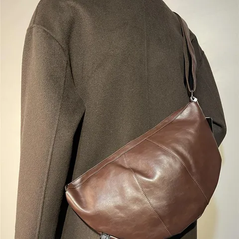 Borsa Dumpling in Pelle PU Retro per Uomo Moda Casual Borsa a Tracolla Borsa a Spalla Commuting Ciclismo Messenger
