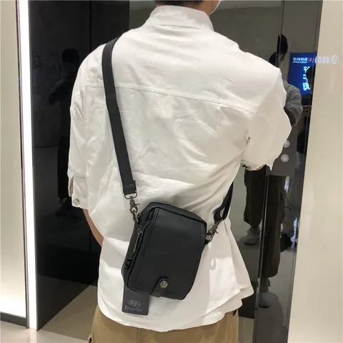 Borsa a Tracolla Verticale in Pelle PU da Uomo Borsa a Spalla Affari Casual