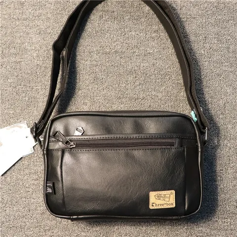 Borsa a Tracolla Casual in Pelle PU da Uomo Borsa Crossbody alla Moda Piccola Borsa Quadrata Borsa da Viaggio Quotidiana Monocromatica Con Tasca con Cerniera