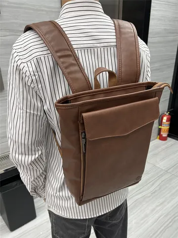 Zaino Casual da Lavoro per Uomo Grande Capacità Pelle PU Portatile Scuola Retro Giapponese Viaggio Commuter