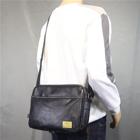 Borsa a Tracolla Casual da Uomo in Pelle PU Vintage Orizzontale Singola Borsa a Tracolla per Lavoro Viaggio