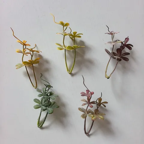 PVC Artificial Green Plants 5-Petal Leaf Branches DIY Handmade Corsage Wrist Flower Hat Accessories Home Decor