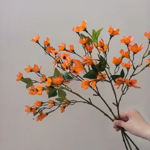 Orange Artificial Orchid Silk Flower Branch For DIY Craft Wedding Home Decor Photography Props Floral Arrangement