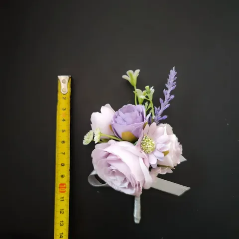 Paarse Kunstzijde Bloem Corsage Pak Reversspeld Voor Bruidegom Bruiloft Feest Corsage