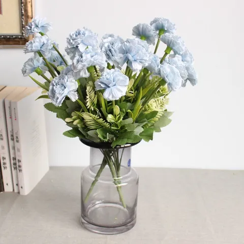Artificial Carnation Silk Flower Bouquet Realistic Fabric Floral Arrangement For Home Decor Wedding Photography Party