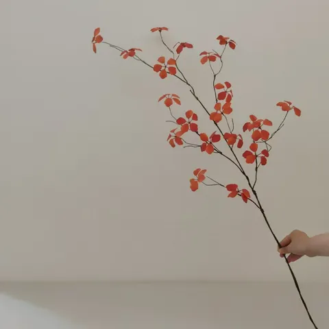 Artificial Lotus Leaf Branch Green Autumn Red Silk Flower Fake Plant For Home Decor Photography Props