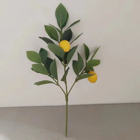 Ramo di Limone Artificiale Steli di Limone Finti Schiuma di Plastica Filo di Ferro Ramo di Frutta Realistico per Decorazione Casa Cucina Hotel