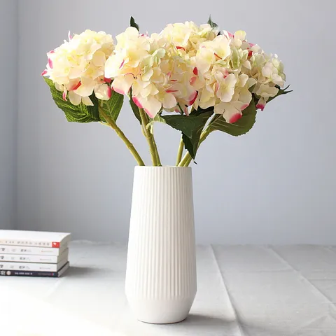 Artificial Hydrangea Silk Flower Single Branch 3-Leaf Fake Flower For Home Wedding Party Photography Props Decor