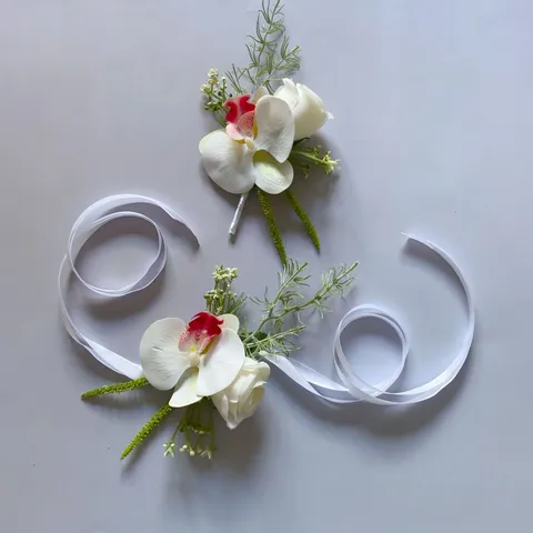 Artificial Phalaenopsis Rose Flower Corsage Wrist Flower Wedding Bridesmaid Party Floral Decoration