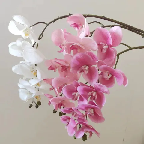 Realistic Phalaenopsis Large Branch Artificial Flower Silk Orchid Floral for Home Interior Room Decoration