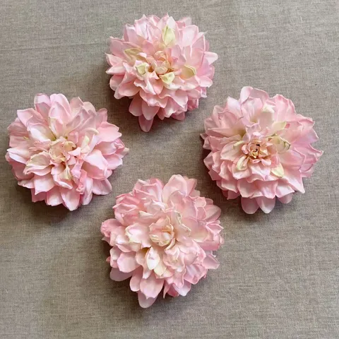 Retro Artificial Dahlia Flower Head Silk Fabric Burned Edge Flower For DIY Hair Ornaments Wedding Photography Home Decor