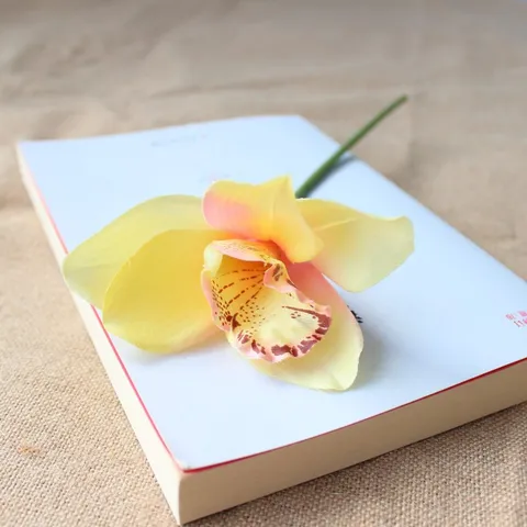 Artificial Silk Orchid Flower Head Single Stem Fake Flower For Home Decor Wedding Floral Arrangement Photography Props
