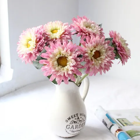 Artificial Sunflower Silk Flower Bouquet Fake Sun Flowers For Home Living Room Wedding Party Table Decor Floral Arrangement