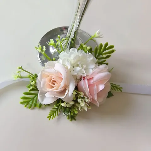 Pink Artificial Rose Wrist Flower Wedding Party Decorative Floral Candle Cup Corsage Simulation Flower Accessory