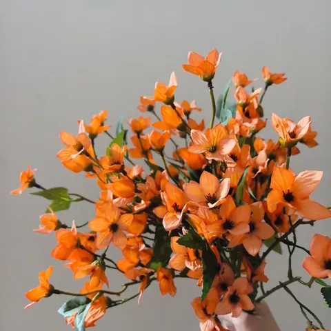Orange Artificial Orchid Silk Flower Branch For DIY Craft Wedding Home Decor Photography Props Floral Arrangement