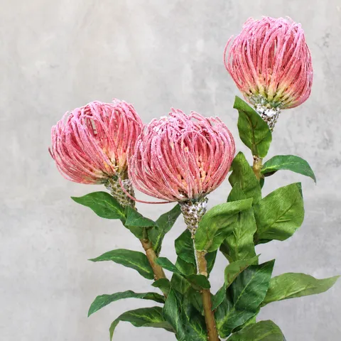 Single Stem Flocked Pincushion Artificial Flower Silk Plastic Plant Home Decor Photography Background Floral Arrangement