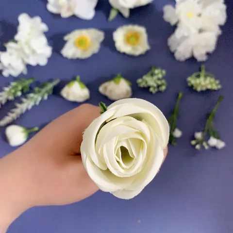 Têtes de Fleurs en Soie Artificielle Blanc Rose Orchidée Pâquerette Mélangées Bricolage Artisanat Pour Hanfu Chapeau de Graduation Accessoires Cheveux Décoration