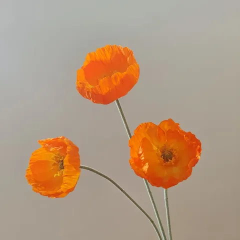 Soft Single Head Flocked Artificial Poppy Flower Silk Flower Home Decor Photography Prop Wedding Party Decoration Fake Plant Floral