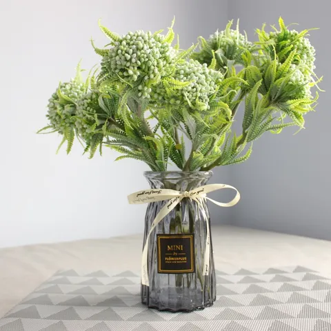Artificial Fern Berry Plant Flower Stem PVC Simulation Foliage Floral Arrangement For Home Decor Photography Props