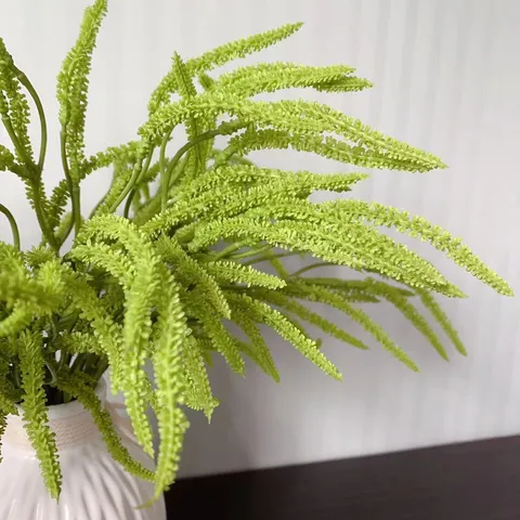 Artificial String Of Pearls And Fern Flower Bundle Plastic Green Leaves Fake Plant For Home Wedding Party Decor