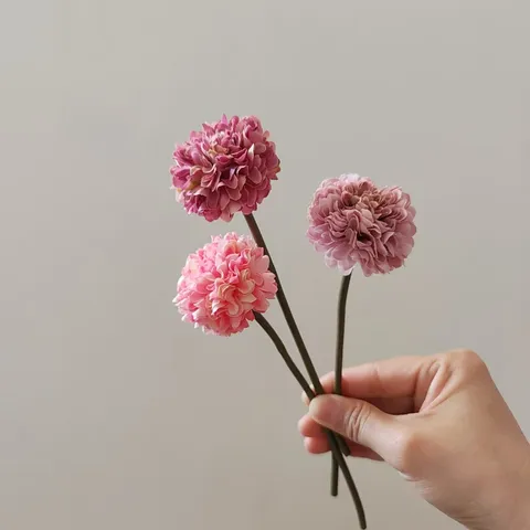 Single Stem Artificial Chrysanthemum Silk Flower Ball Fake Plant For Home Decor Wedding Photography Props