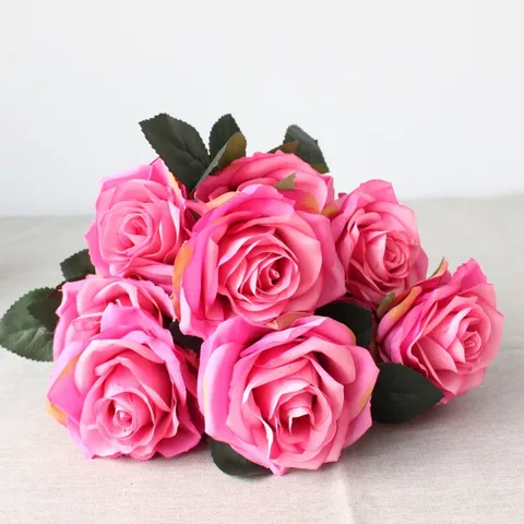 French Artificial Rose Flower Bouquet Silk Roses Fake Flowers Home Wedding Party Photography Decor Props