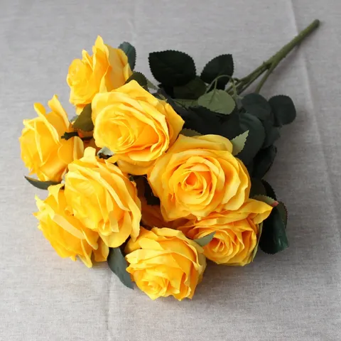French Artificial Rose Flower Bouquet Silk Roses Fake Flowers Home Wedding Party Photography Decor Props
