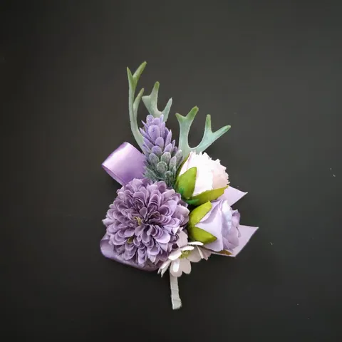 Paarse Bruidegom Corsage Zijden Bloem Pak Reversspeld Handgemaakte Trouwcorsage Zakelijk Evenement Feest Bloem Broche