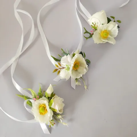 Fiore da Polso Papavero Rosa Artificiale Sposa Damigella Corsage Fatto a Mano Fiore di Seta Matrimonio Festa Accessorio Fotografia