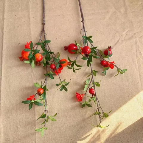 Ramo di Melograno Artificiale in Schiuma Falso Fiore di Frutta Stelo Pianta di Simulazione Naturale per Arredamento Casa Fotografia