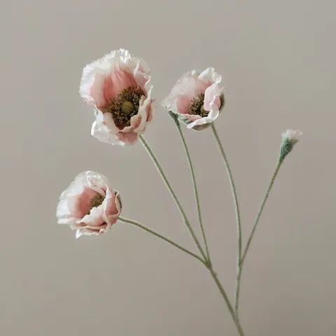 Artificial Poppy Flower Flocked Silk Poppy Branch For Home Wedding Party Decor Oil Painting Style Fake Flowers