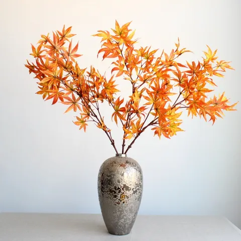 Kunstmatige Esdoornblad Tak Nep Herfst Plant Groen Voor Huis Bruiloft Feest Bloemschikken Decoratieve Bladeren Stengel
