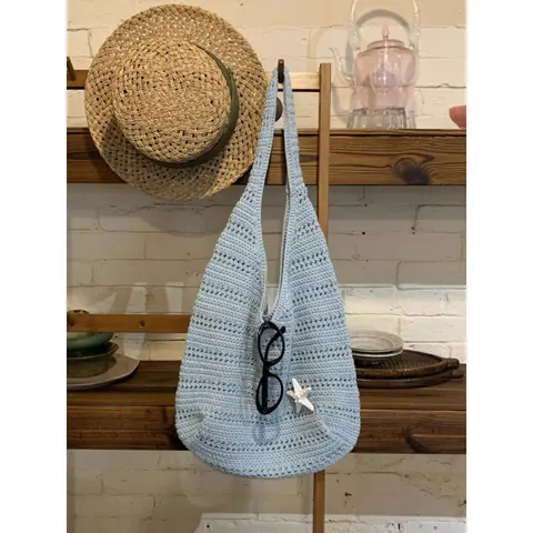 Borsa Tote Lavorata a Maglia Traforata da Donna Stile Coreano Casual Borsa a Tracolla con Motivo a Stella Estate Spiaggia Viaggio Borsa Quotidiana