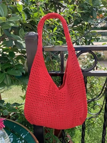 Borsa Tote Intrecciata in Stile Coreano da Donna Traforata Casual Vacanza Borsa a Spalla Poliestere Borsa a Mano Quotidiana