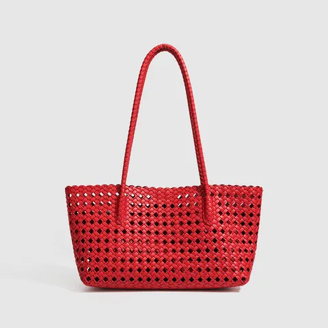 Sac à Main Cabas Gaufré en Cuir PU Tissé Rétro Casual Chic Grande Capacité pour Femmes