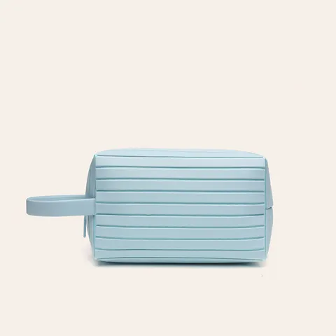 Grande Capacité Trousse de Maquillage de Voyage Organisateur de Toilette Portable Pochette à Rayures