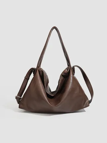 Sac Cabas Souple en Cuir PU Mode pour Femmes Grande Capacité Minimaliste Sac à Bandoulière Décontracté