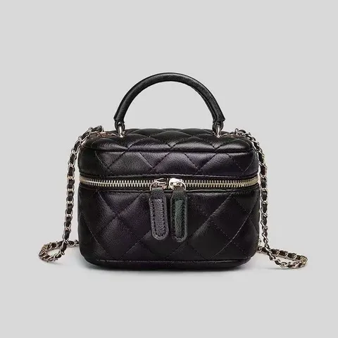 Mode Matelassé Chaîne Sac Bandoulière Cuir PU Mini Épaule Sac à Main Poignée Supérieure Carré Sac Pour Femmes Quotidien Rue