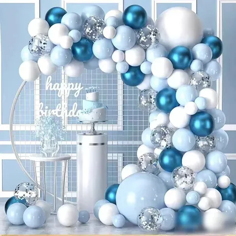 Blauwe Ballonboogset Met Latex Pailletten Ballonnen Voor Verjaardag Feest Bruiloft Oude Jaars Avond Decoratie
