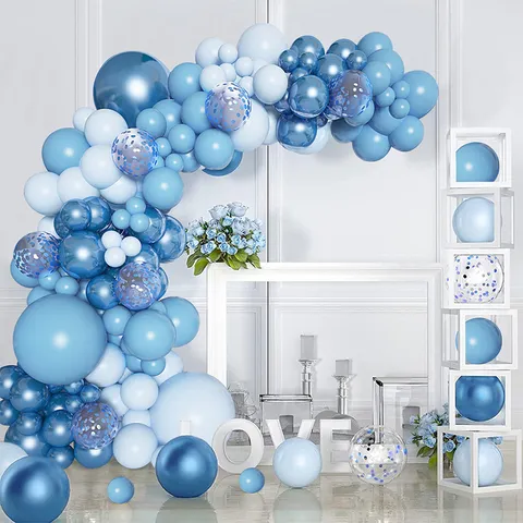 Verjaardag Ballon Slinger Boog Kit Blauwe Latex Ballons Met Confetti Ballon Decor Voor Feest Bruiloft Verjaardag Decoratie