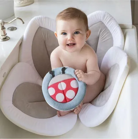 Baby Bath Mat Clover Floral Soft Plush Infant Bath Support Cushion Newborn Non Slip Bathtub Pad Baby Care Accessories