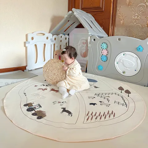 Nordic Style Cartoon Animal Farm Print Baby Crawling Mat Children Room Play Mat