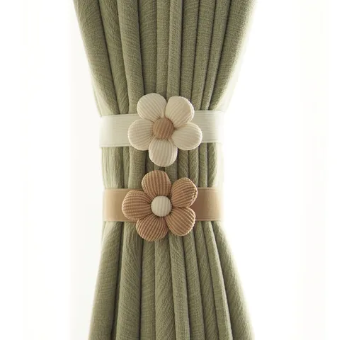 Modern Minimalist Fabric Curtain Tiebacks With Floral Design Decorative Window Drapery Holdbacks For Home
