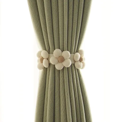 Modern Minimalist Fabric Curtain Tiebacks With Floral Design Decorative Window Drapery Holdbacks For Home