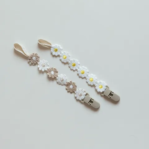 Baby Pacifier Clip Cute Daisy Embroidery Polyester Anti-Loss Teething Strap Soother Holder Infant Daily Accessories