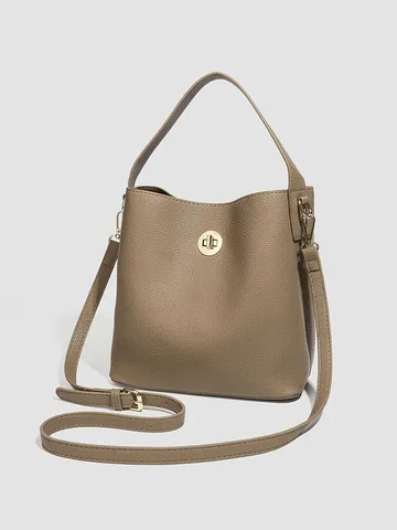 Γυναικεία Τσάντα Bucket από Δέρμα PU Χιαστί Τσάντα Casual Τσάντα Ώμου με Κλείσιμο με Περιστροφή